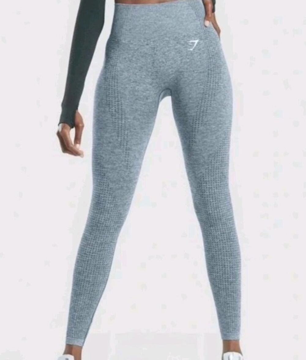 Gymshark Women's Vital Seamless High-Waisted Teal Marl Blue Size M/L